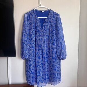 DVF Diane von Furstenberg Aria Silk Tunic Dress 6 Blue Print